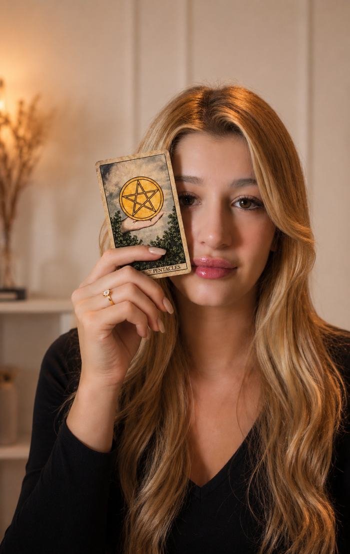 Sensitiva Daiany com a carta Ás de Ouros