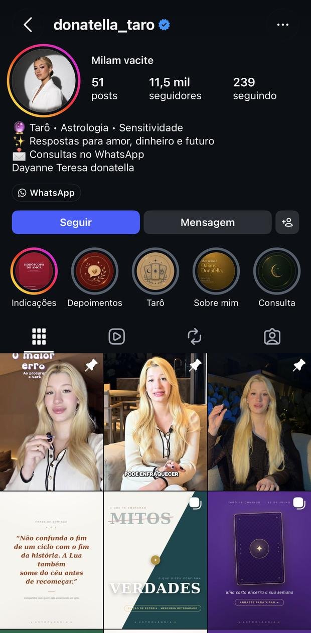 Perfil @donatella_taro no Instagram